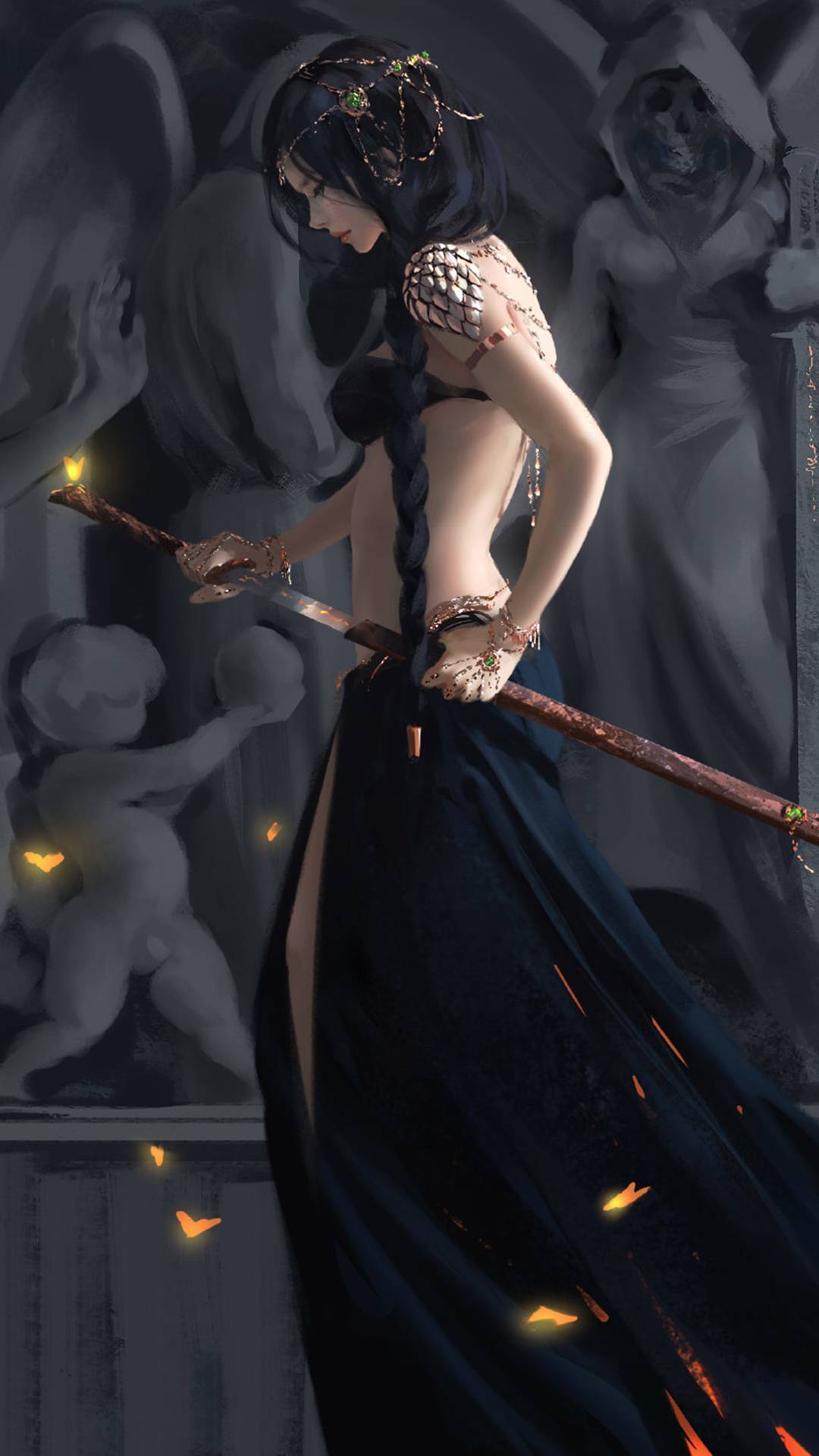 二次元 动漫美女 宝剑 武士 鬼刀